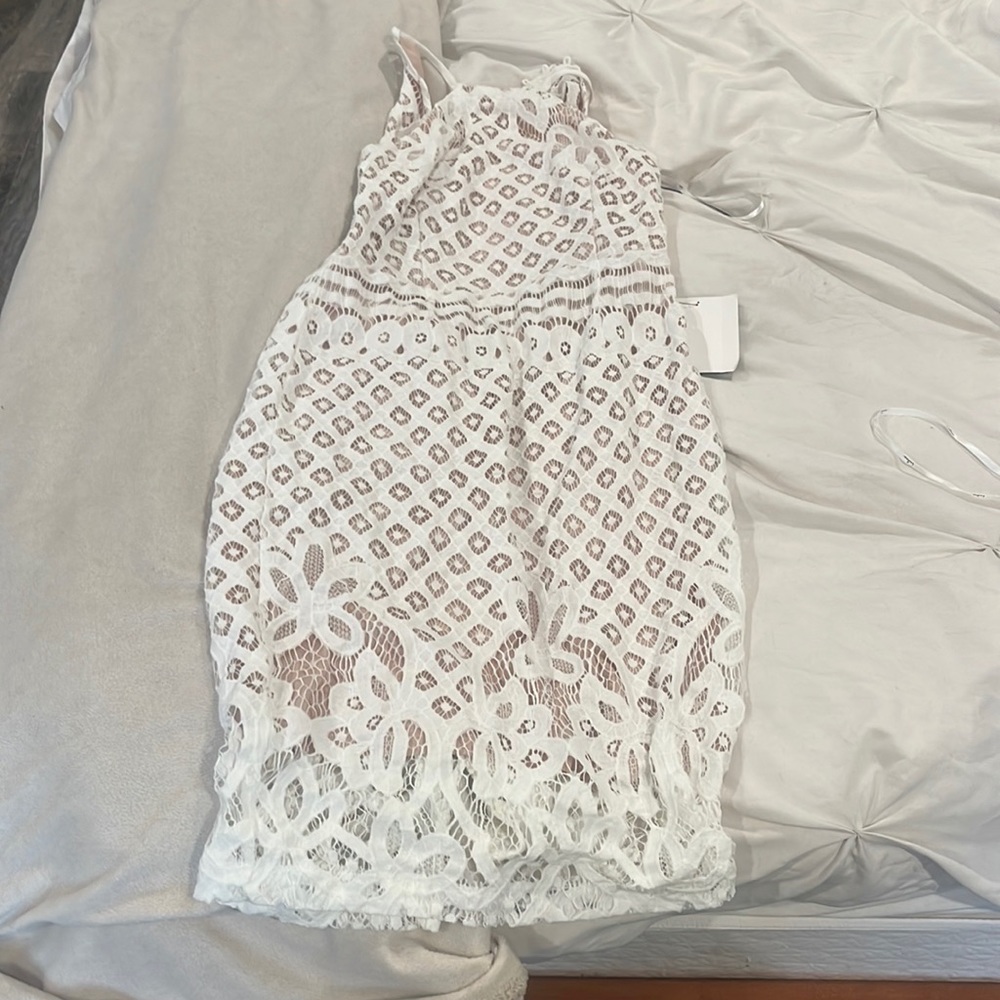 High neck lace dress